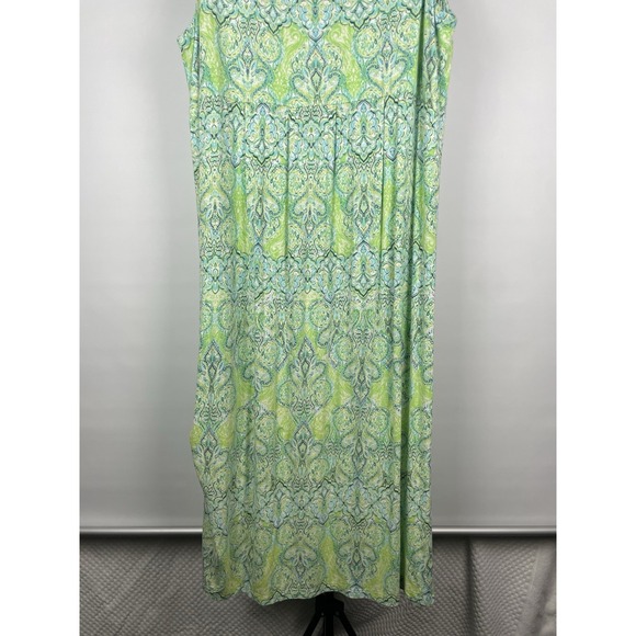 J. Jill Womens 2X Green Paisley‎ Comfy Casual Sleeveless Side Slit Maxi Dress - Picture 10 of 10